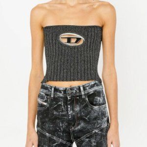 Diesel Logo-plaque Ribbed-knit Top